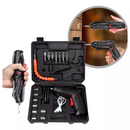 Kit Parafusadeira Mini Portatil Recarregável Usb e Maleta com 47 Chaves 360 Graus Bivolt Sem Fio