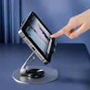 Alumínio totalmente metálico universal 360 ° Suporte giratório para celular – Design dobrável de eixo duplo, suporte antiderrapante estável