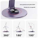 Suporte Alumínio de Mesa Base Giratória Ajustável 360º Para Smartphones e Tablets