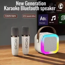 Caixa De Som Com 2 Microfone Alto-Falante Karaokê sem fio Bluetooth Portátil