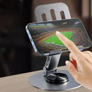 Alumínio totalmente metálico universal 360 ° Suporte giratório para celular – Design dobrável de eixo duplo, suporte antiderrapante estável